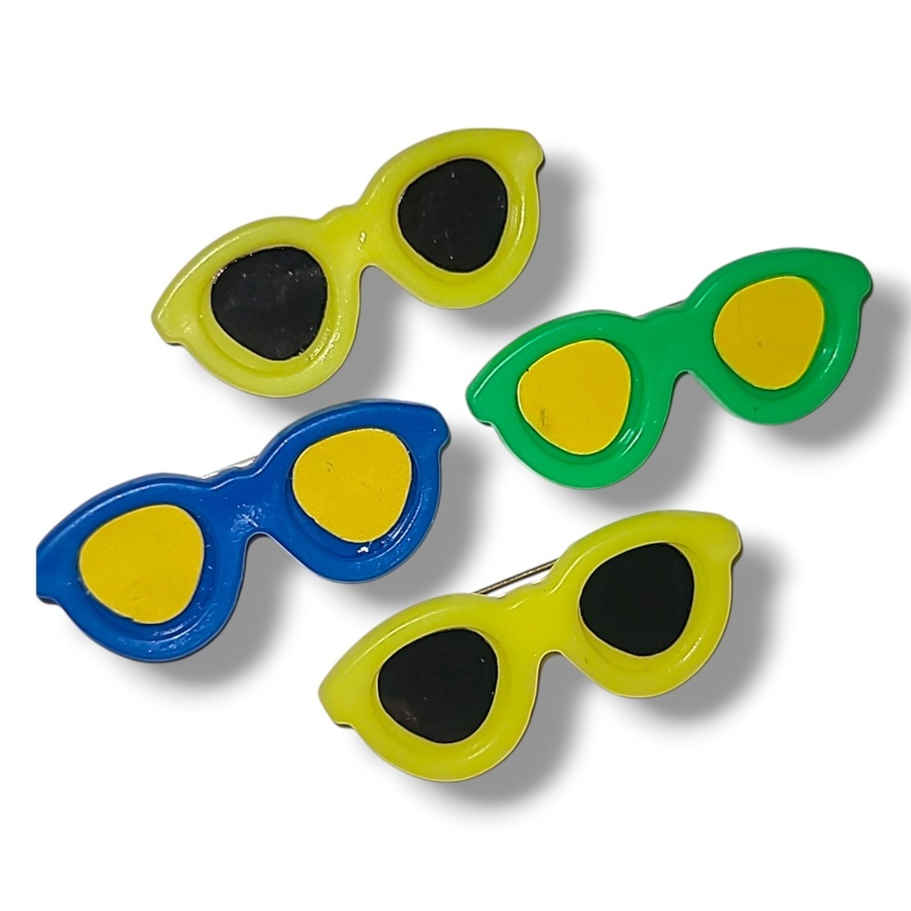 Vintage 80s 90s Sunglasses Brooch Pin Lot Colorful Plastic Retro‎ Fashion Set 4